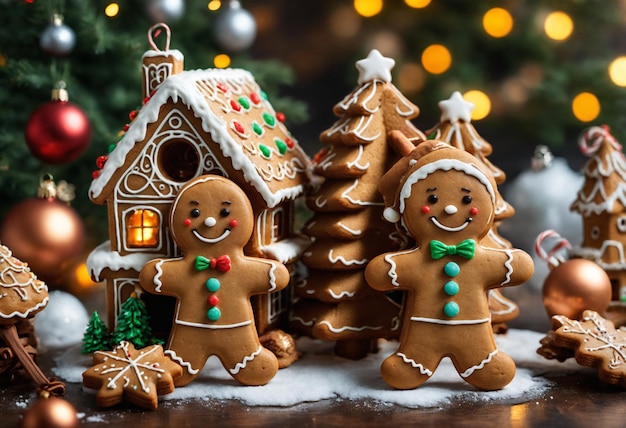 Cute gingerbread Christmas cookie Generative AI