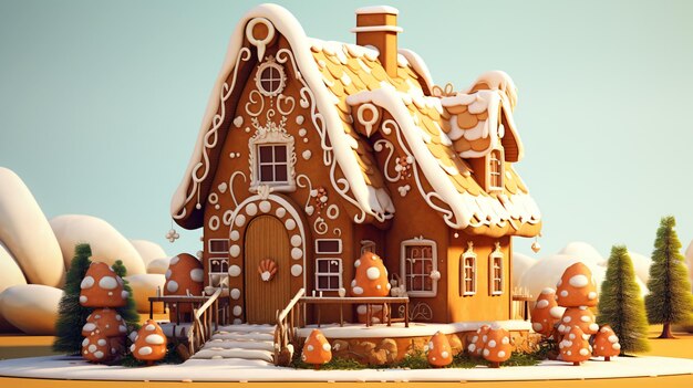 Photo cute gingerbread house