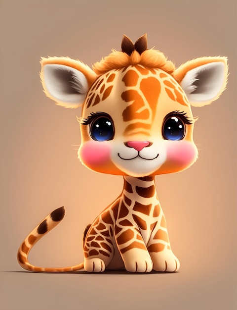 Cute giraffe cartoon fantasy AI generated