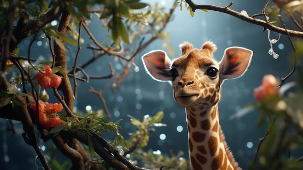 Foto simpatica giraffa cartone animato ad alta definizione immagine fotografica creativa