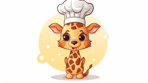 귀여운 지라프 요리사 케이크 요리 만화  ⁇ 터 아이콘 일러스트 동물 음식 아이콘 개념 고립