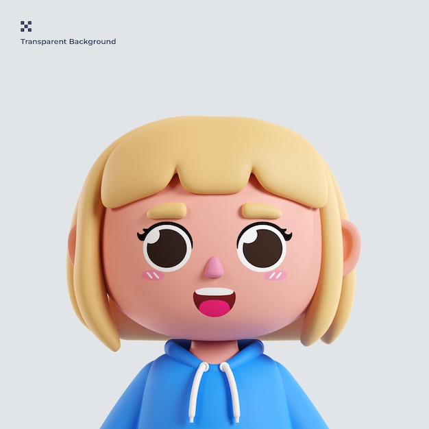 Cute Girl Avatar 3D Illustration