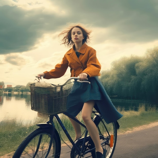 Cute girl on the bicycle