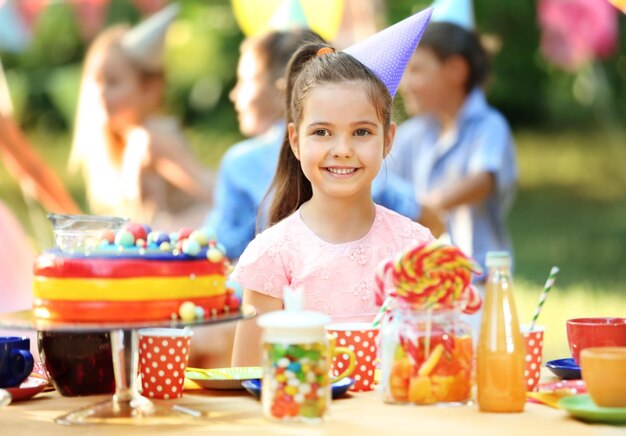 Cute girl on birthday party