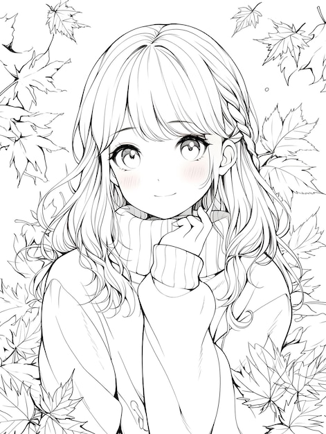 Anime Girl Drawing a Picture, Vector Coloring for Children. Cute Young Anime  Girl in Manga Comic Style.Black and White Stock Vector - Illustration of  nature, character: 273776682