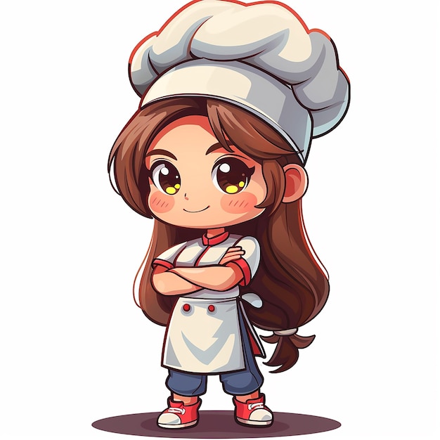 Photo cute girl cook of pastry cafe