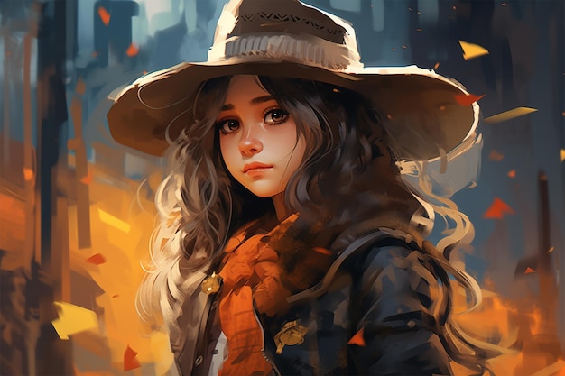 cute Girl in cowboy style clothes