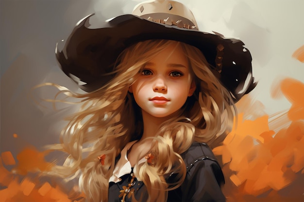 cute Girl in cowboy style clothes