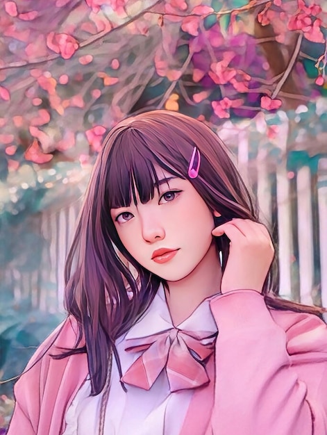 cute girl digital art illustration