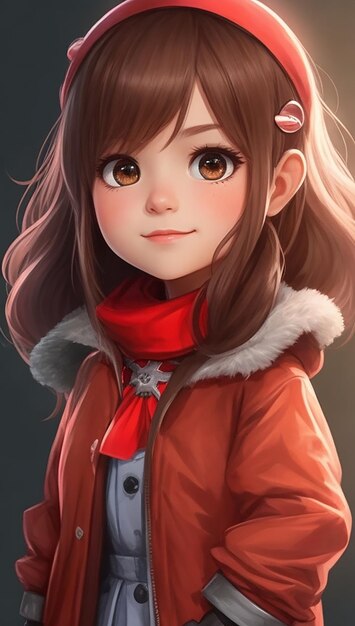 A cute girl doll animation with happy smile on beautiful character