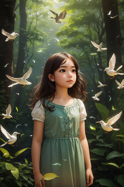 cute girl in fantasy place