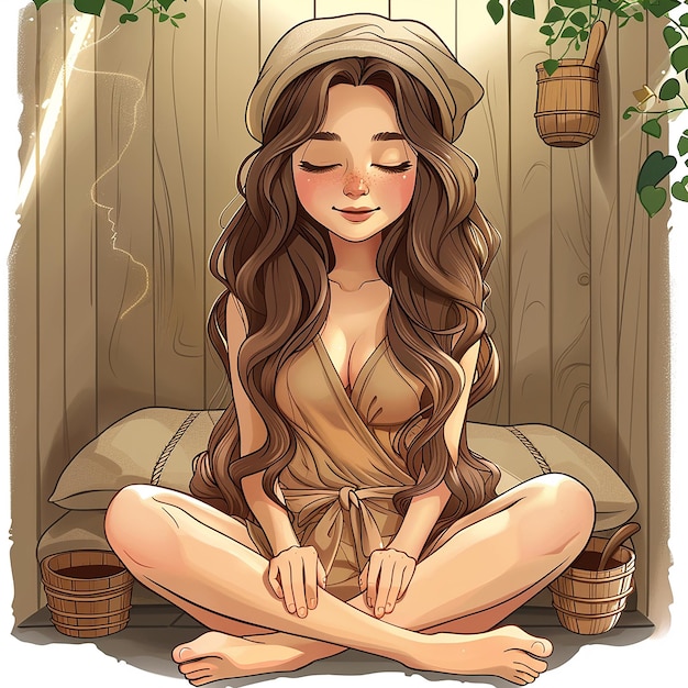 Cute girl getting spa treatment in sauna