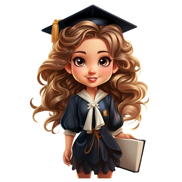 Cute Girl Graduating Illustration