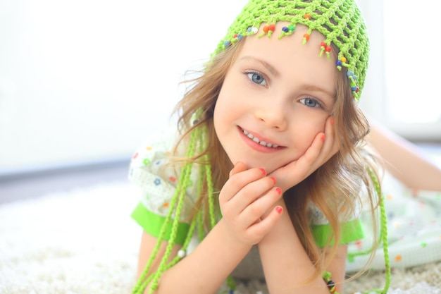 Cute girl green hat