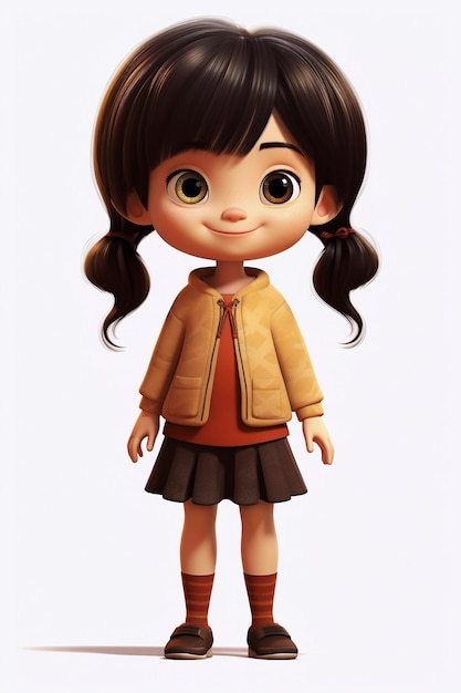 Cute girl happy cartoon character