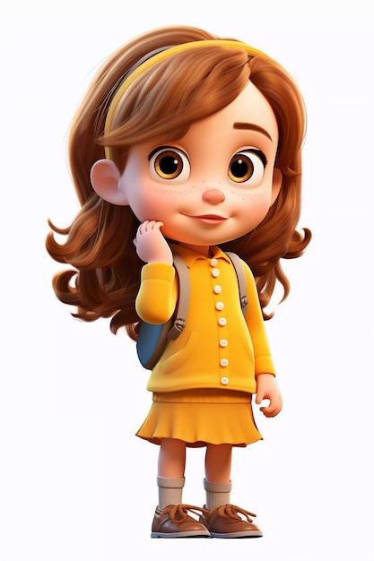 Cute girl happy cartoon character