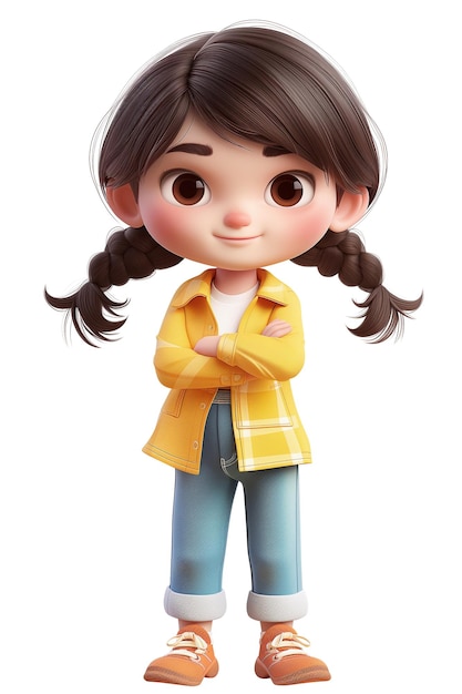 Cute Girl Happy Cartoon Character