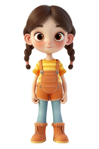 Cute girl happy cartoon character