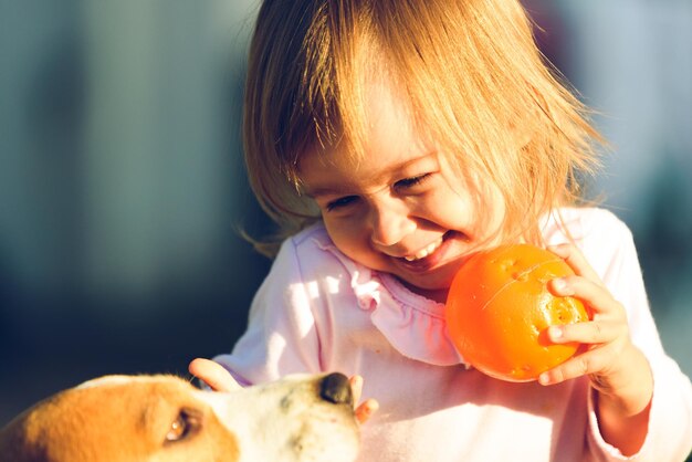 Cute girl holding food