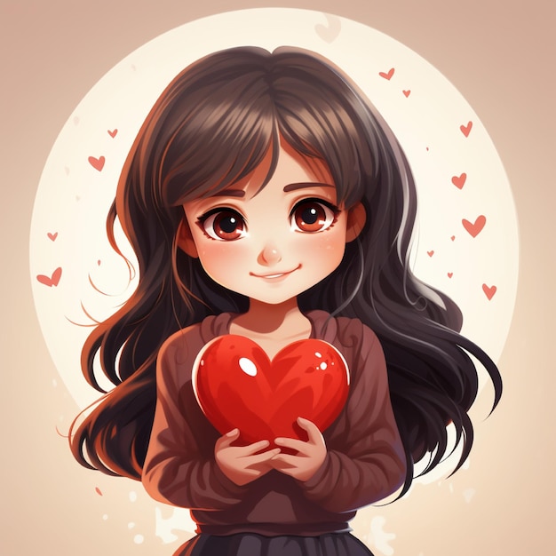 Photo cute girl illustration with heart