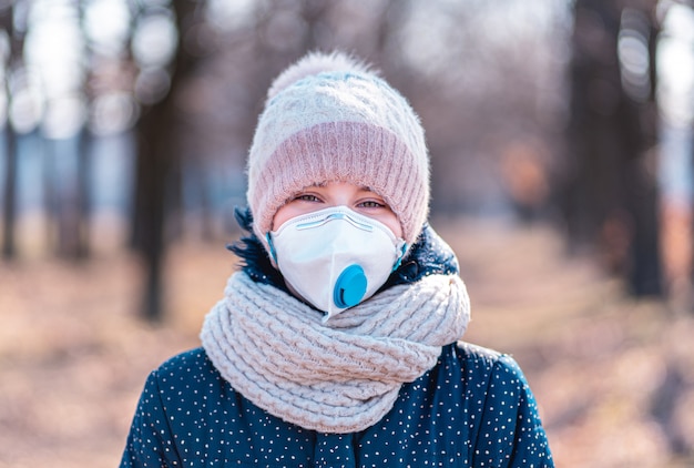 Cute girl in medical mask