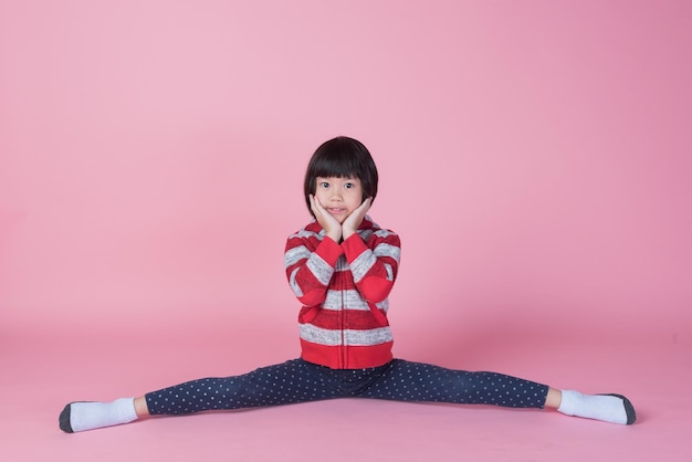 cute girl on pink background lovely kid