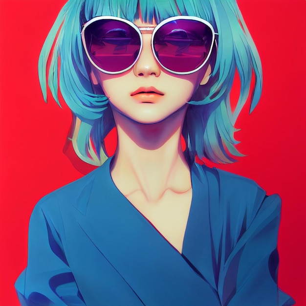 Cute girl portrait anime or manga style illustration