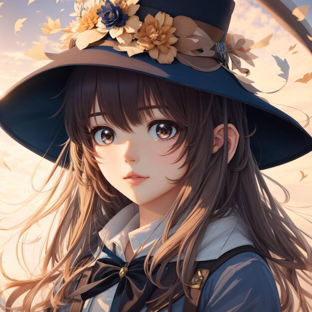 Cute girl portrait anime manga style illustration