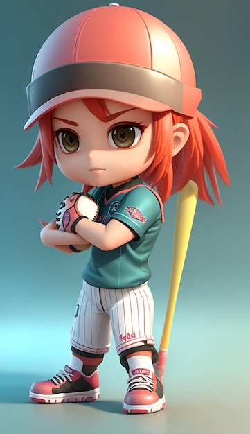 Cute Girl Softball Character