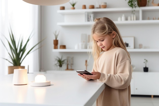 Cute girl using smartphone