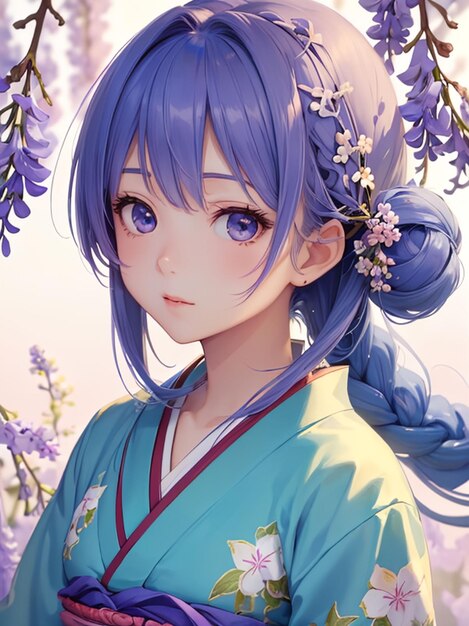 Cute girl in the wisteria garden