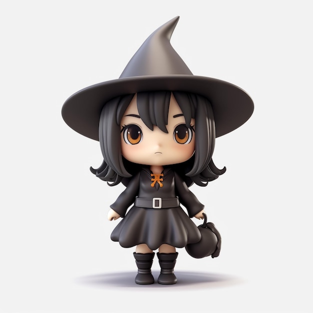 Cute girl witch with pumpkin Generative AI Can be used for creating Halloweenthemed marketing materials social media graphics or festive decorations