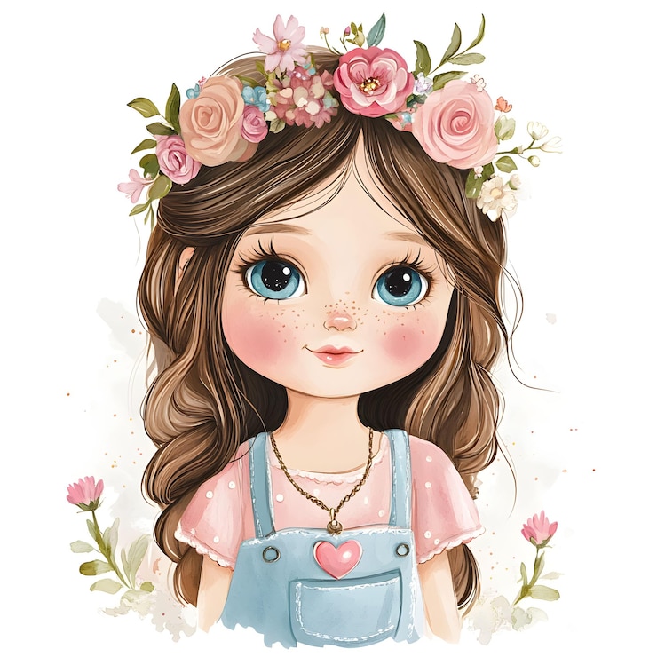 Photo cute girl with a heart necklace clipart