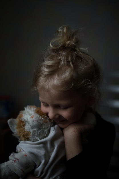 cute girl with teddy bear
