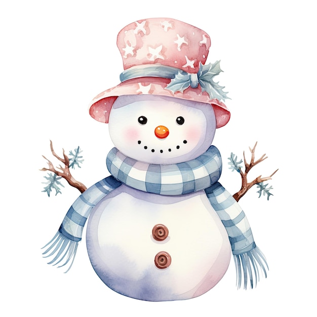 cute girly snowman in pink hat and bow