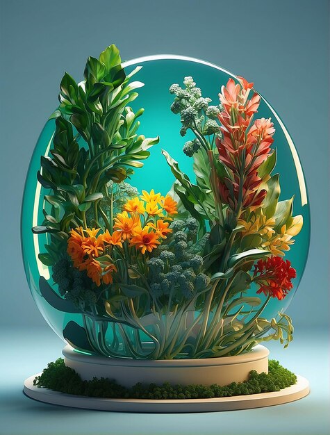 Photo cute glass terrariums with succulents vangogh style bioplastic plant sustainable production greenfield