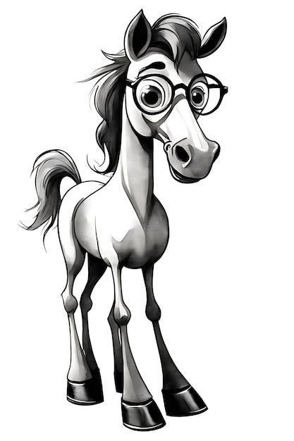 Cute GlassesWearing Horse Coloring Page Kids' Coloring Printable