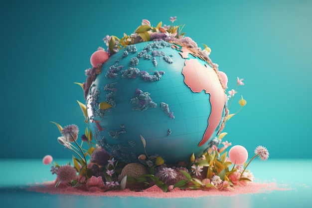 Cute globe spring ecology Generate AI