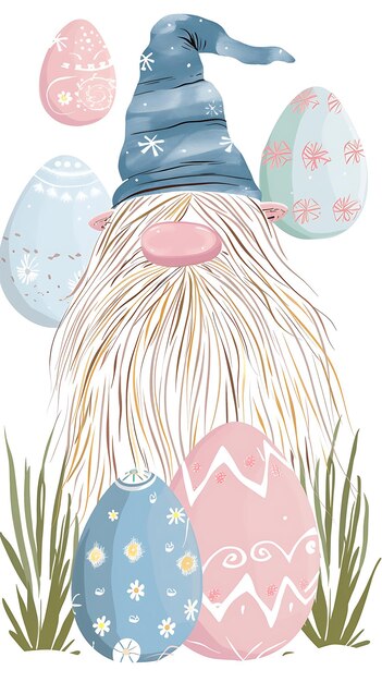 Cute Gnome Easter Fun Graphic For Egg Hunting Easter Day Happy Easter Day Garden Gnome Watercolor