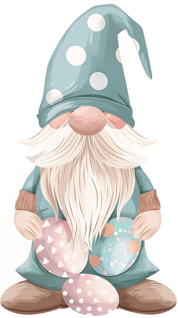 Photo cute gnome easter fun graphic for egg hunting easter day happy easter day garden gnome watercolor