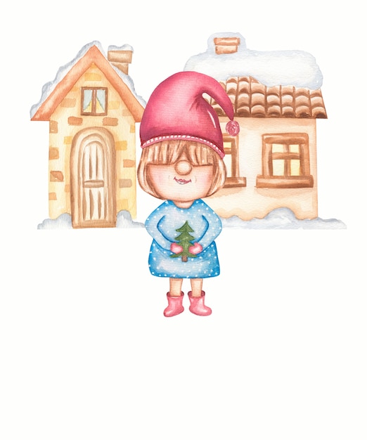 Cute gnome with cozy house