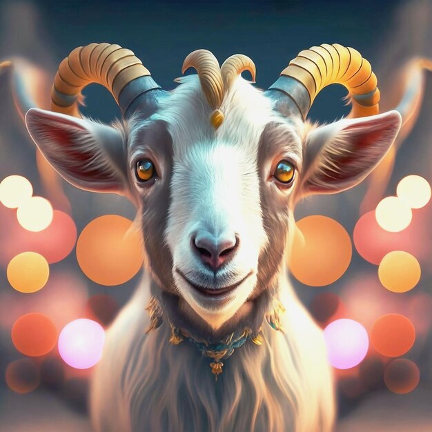 Cute goat cartoon animal