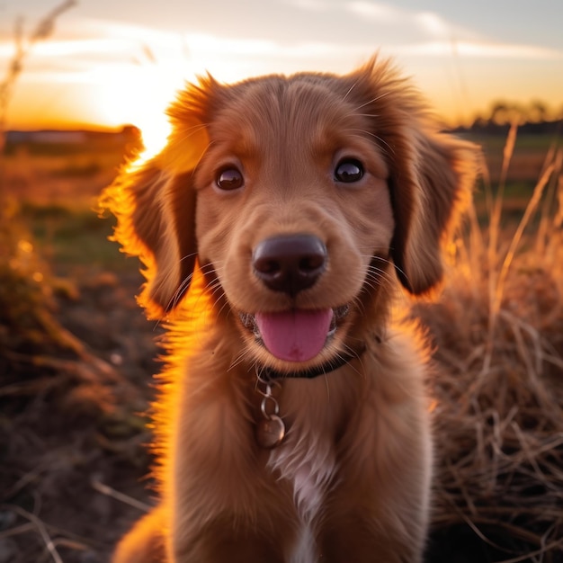 Cute golden puppy portrait