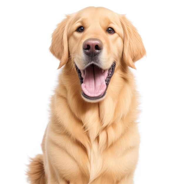 Фото Симпатичная собака золотистого ретривера на белом фоне