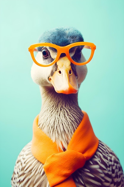 Cute Goose funny portrait hipster style