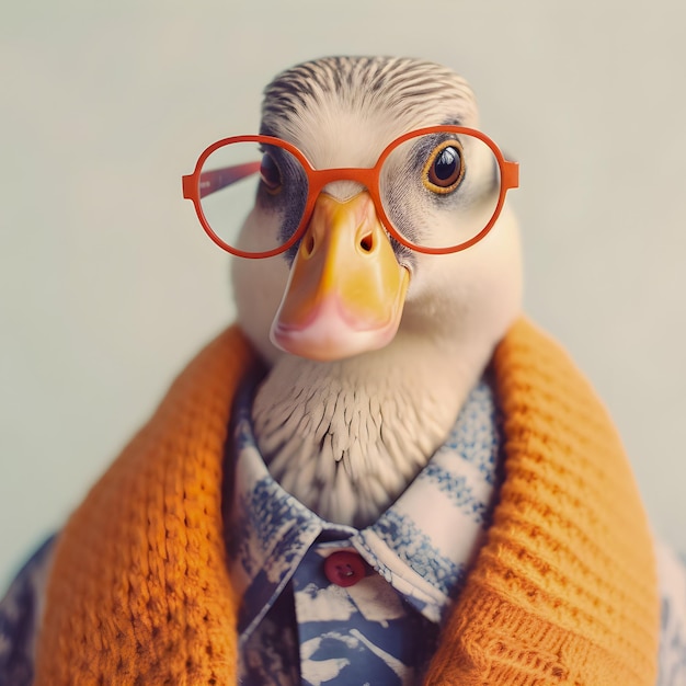 Cute Goose funny portrait hipster style