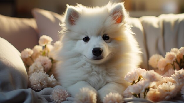 A cute and gorgeous Samoyed Puppy Generative AI