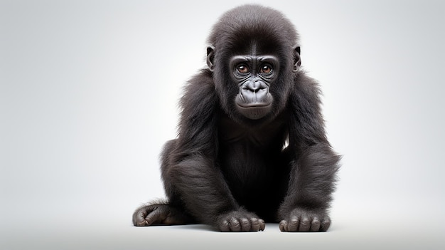 Милый ребенок-горилла, изолированный на белом фоне