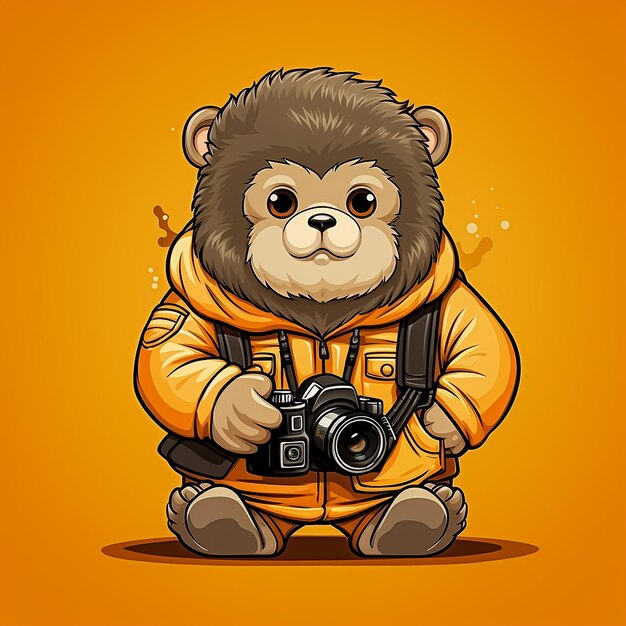 Cute gorilla clip art who wearing photographer suit