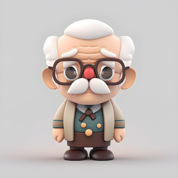 Cute grandfather character design generative ai